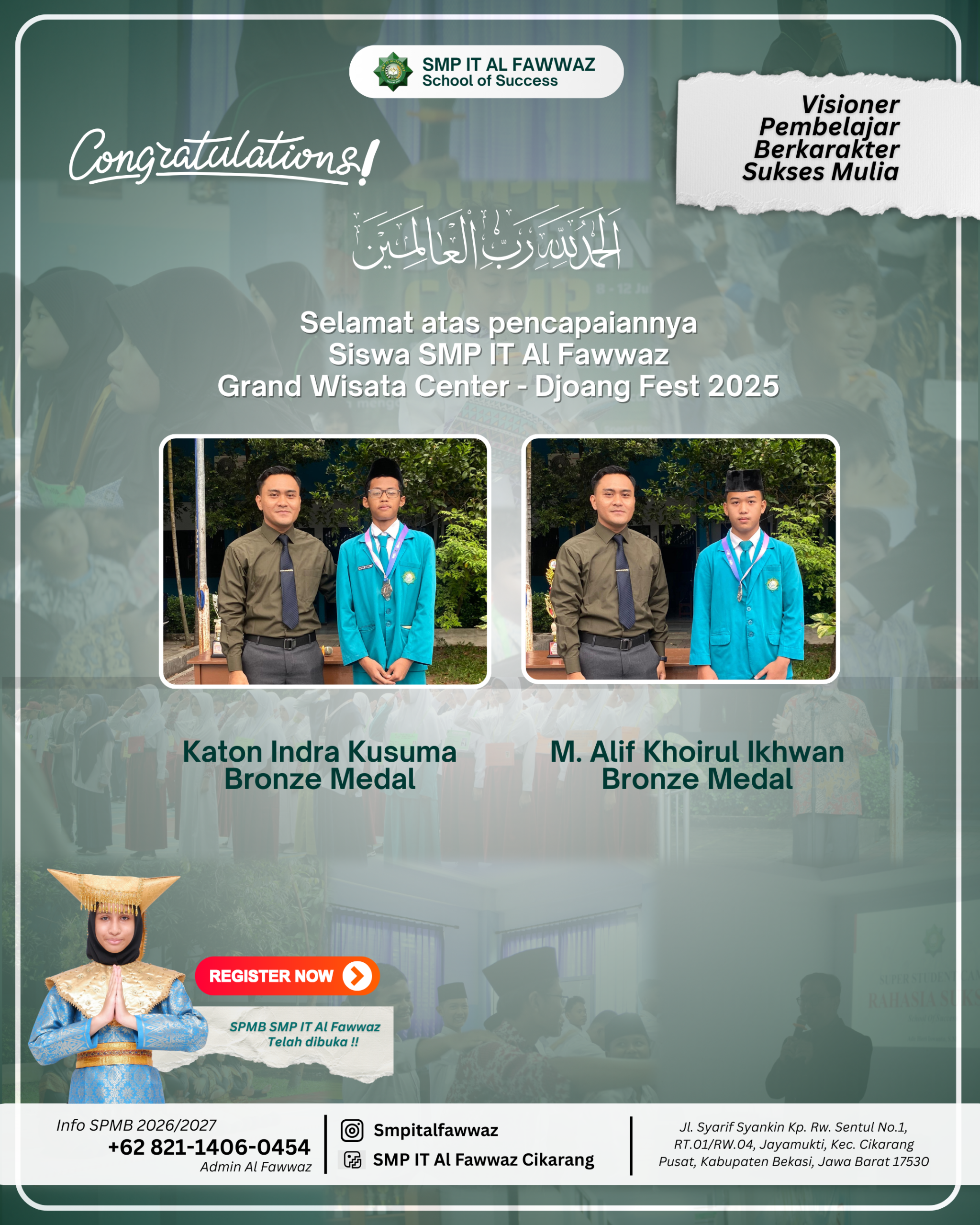 Dua Siswa SMP IT Al Fawwaz Raih Bronze Medal di Djoang Fest 2025