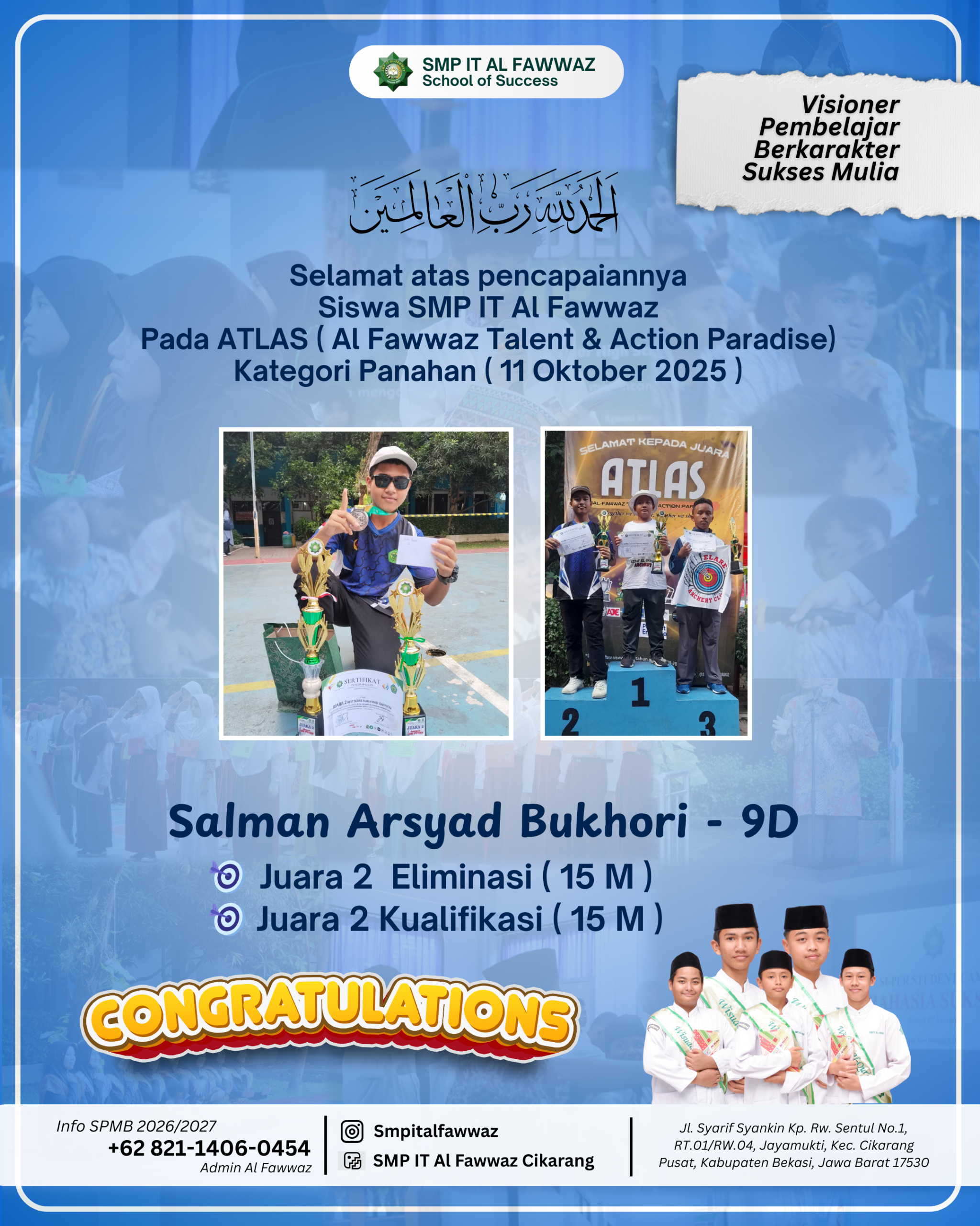 Dua Medali untuk Salman! Siswa SMP IT Al Fawwaz Bersinar di ATLAS 2025