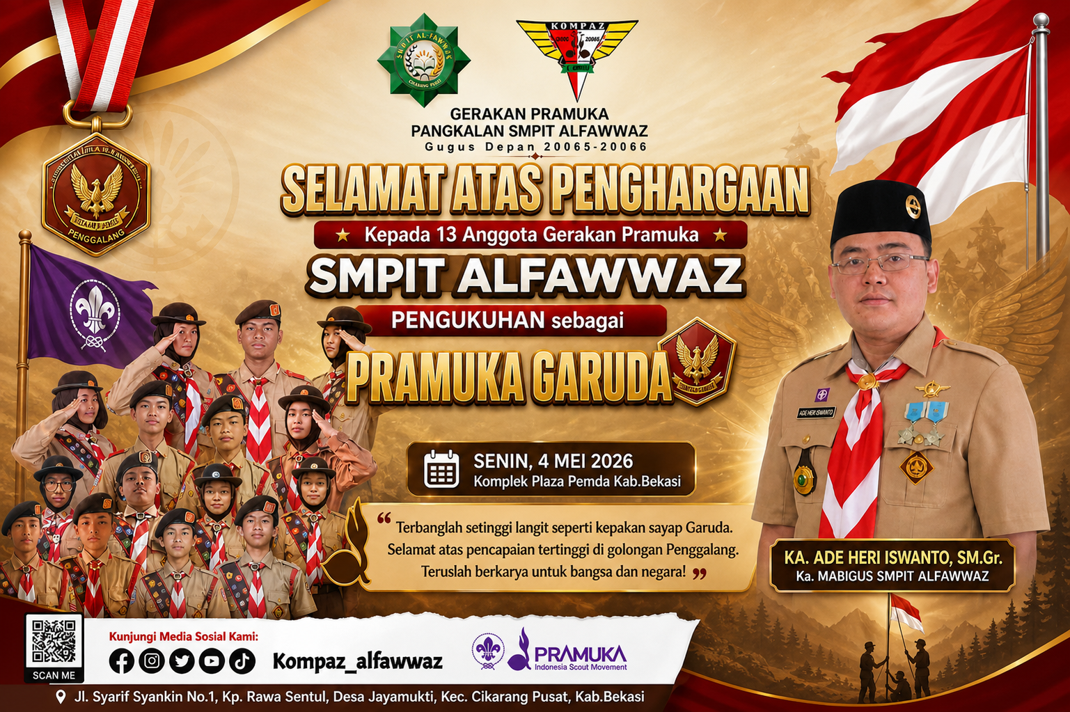 13 Siswa SMPIT Al Fawwaz Resmi Dikukuhkan sebagai Pramuka Garuda